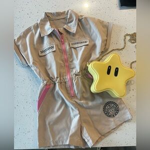 Princess Peach Mario Kart Girl Romper With Purse